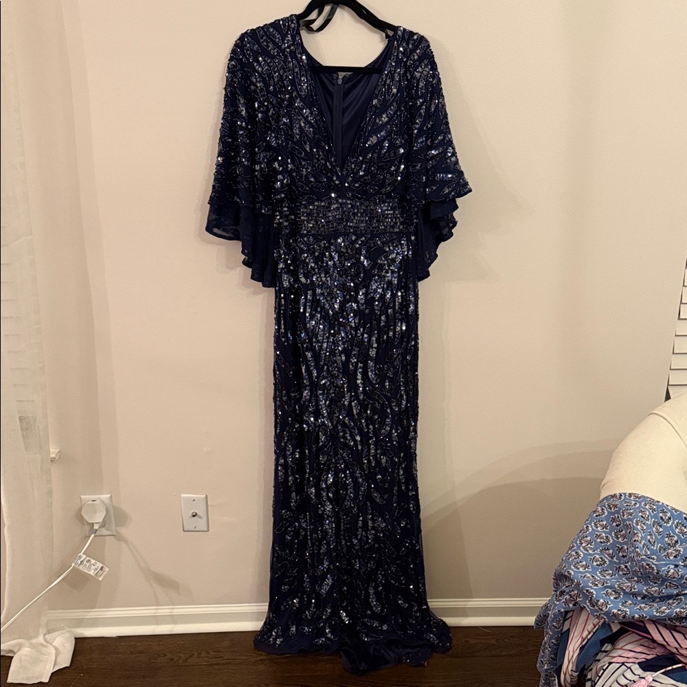 Mac Duggal Navy Sequin Dress
